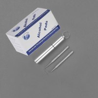 家柏饰(CORATED)迷你304不锈钢收纳盒随身携带便携式剔牙缝钩针套装迷你牙齿清洁 两长单头+金属瓶+酒精湿巾