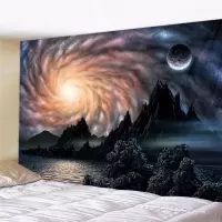 家柏饰(CORATED)超大挂布墙壁装饰挂毯床头卧室背景布森林星空壁画北欧免打孔 图五 130高*150宽厘米横款