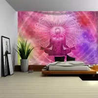 家柏饰(CORATED)波西米亚墙壁装饰挂布床头瑜伽背景布壁画印度曼陀罗挂毯 图五 绒布150高*200宽厘米横款