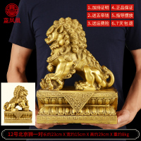 家柏饰(CORATED)铜摆件铜狮子一对口客厅北京狮故狮特大号 12号铜狮子一对