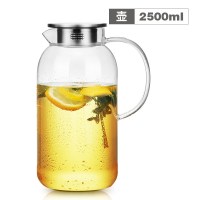 家柏饰(CORATED)冷水壶玻璃水壶耐热防爆大容量透明凉水杯2L扎壶家用加厚凉水壶 2500ml