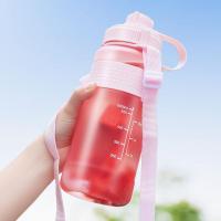 吸管杯大人女塑料水杯少女小学生便携夏天儿童水壶夏季幼儿园杯子 cp01磨砂粉色1000ml(送吸管+背带)