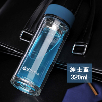 家柏饰(CORATED)双层玻璃杯男士水杯茶杯家用便携茶水分离泡茶透明过滤带盖杯子女