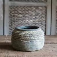 家柏饰(CORATED)非洲艺术老罐 复古工艺水泥罐坛子花瓶花盆花器民族风 绳纹罐(小)需打孔请备注 大