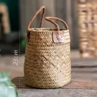 家柏饰(CORATED)编花篮花筒花器花瓶收纳篮筐装饰美式乡村桌面工艺 复古黄小号 中