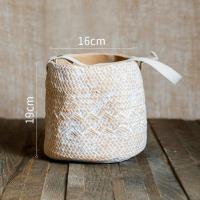 家柏饰(CORATED)水泥花器装饰花盆花筒花瓶吊篮盆栽摆件艺术户外别墅庭院 仿草编提桶花器(小)(底部无孔) 中