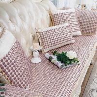 夏季陶瓷凉垫 客厅沙发凉席垫夏天款防滑欧式全包萬能套罩坐垫子 布艺+晶彩金沙红色 45*45餐椅垫、办公椅垫