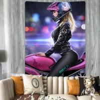 家柏饰(CORATED)摩托机车女孩背景布动漫床头卧室宿舍遮挡挂布壁毯挂毯 竖 图二 绒布200高*150宽厘米(竖款)