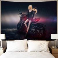 家柏饰(CORATED)摩托机车女孩背景布动漫床头卧室宿舍遮挡挂布壁毯挂毯 竖 图四 绒布130高*150宽厘米(横款)