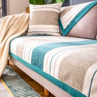 家柏饰(CORATED)北欧四季通用沙发垫防滑简约全包萬能沙发套罩布艺沙发巾沙发盖布 条纹群青 90*240cm