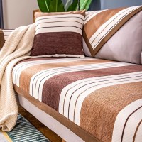 家柏饰(CORATED)北欧四季通用沙发垫防滑简约全包萬能沙发套罩布艺沙发巾沙发盖布 条纹咖 70*210cm