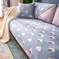 家柏饰(CORATED)北欧四季通用沙发垫防滑简约全包萬能沙发套罩布艺沙发巾沙发盖布 几何灰 90*160cm