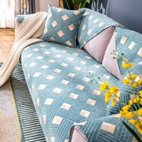 家柏饰(CORATED)北欧四季通用沙发垫防滑简约全包萬能沙发套罩布艺沙发巾沙发盖布 几何蓝 90*210cm