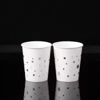 家柏饰(CORATED)一次性纸杯定制烫金加厚寿字生日喜字福字派对logo结婚纸杯 星星白底银色100只