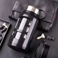 家柏饰(CORATED)玻璃杯超大容量双层茶水分离水杯男泡茶杯便携大号防摔杯子1000ml 塑玻杯大容量700ml-黑色