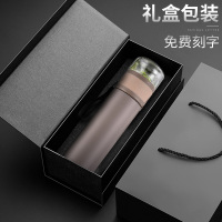 茶水分离杯不锈钢防摔家用泡茶杯男女便携保温水杯子定制logo OLS保温款泡茶师-卡其色+遇见礼盒