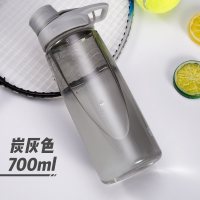 家柏饰(CORATED)司机大容量水杯塑料杯太空杯户外运动水壶大号杯子便携随手杯茶杯 炭灰色-700ML