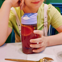 家柏饰(CORATED)吸管杯大人水杯风成年少女杯子便携产妇孕妇塑料杯 曲面-芋紫-500ML[收藏加购送杯刷]