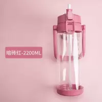 家柏饰(CORATED)大容量吸管杯3000水杯大美杯子2000ml超大1000大号水壶 暗砖红-2200ML