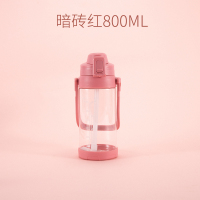 家柏饰(CORATED)大容量吸管杯3000水杯大美杯子2000ml超大1000大号水壶 暗砖红-800ML