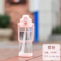 家柏饰(CORATED)大容量吸管杯3000水杯大美杯子2000ml超大1000大号水壶 樱花粉-1000ML