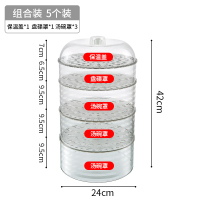 保温菜罩冬季加热防尘家用五层饭菜食物罩子餐桌剩菜盖菜收纳 组合5个装[保温盖*1+盘碟罩*1+汤碗罩*3]