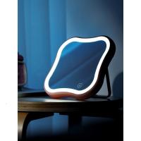 森美人化妆镜台式d灯女便携宿舍桌面带灯镜子补光灯可折叠充电式