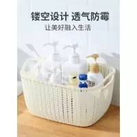 家柏饰(CORATED)厨房收纳篮塑料仿藤编筐桌面置物盒脏衣服篮子卧室内衣内裤袜子箱