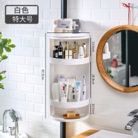 家柏饰(CORATED)卫生间置物架旋转柜免打孔壁挂浴室三角架厕所墙角洗漱台收纳 白[特大号]