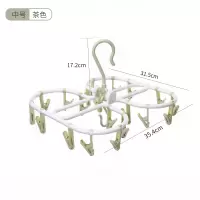 家柏饰(CORATED)圆盘多夹子晒袜晾衣夹宝宝衣架宿舍用学生袜子挂钩内衣架 茶色[中号]20夹 1个