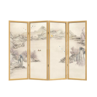 新中式屏风隔断客厅餐厅卧室房间古风山水装饰墙折叠移动酒店折屏
