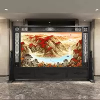 中式实木屏风 进大厅隔断 公司单位屏风酒店实木大座屏 三周镂空200宽*200高 整装