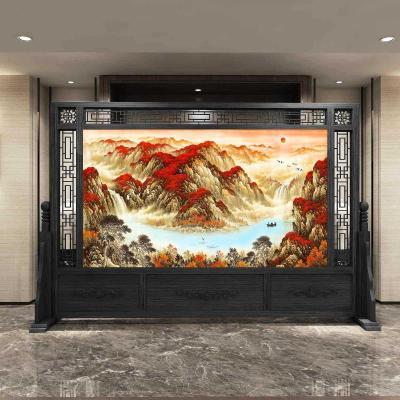 中式实木屏风 进大厅隔断 公司单位屏风酒店实木大座屏 三周镂空200宽*200高 整装