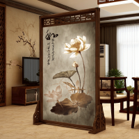 中式实木屏风隔断客厅装饰卧室遮挡家用胡桃镂空 座屏 定制160*200无镂空 整装