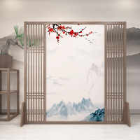 中式屏风隔断墙客厅玄关办公室酒店茶室装饰遮挡实木格栅定制座屏 C12胡桃木180*180CM 整装