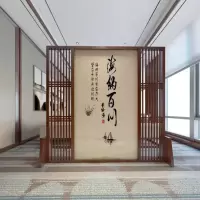 中式屏风隔断墙客厅玄关办公室酒店茶室装饰遮挡实木格栅定制座屏 C2胡桃木180*180CM 整装