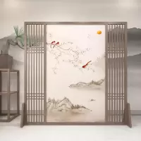 中式屏风隔断墙客厅玄关办公室酒店茶室装饰遮挡实木格栅定制座屏 胡桃木180*180CM左右镂空 整装