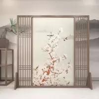 中式屏风隔断墙客厅玄关办公室酒店茶室装饰遮挡实木格栅定制座屏 胡桃木220*180CM左右镂空 整装