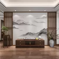 新中式屏风隔断客厅山水玄关别墅实木定制镂空酒店装饰格栅大座屏 白蜡木:200*180cm高 整装