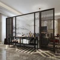 新中式屏风隔断客厅山水玄关别墅实木定制镂空酒店装饰格栅大座屏 红胡桃木:300*180cm高 整装