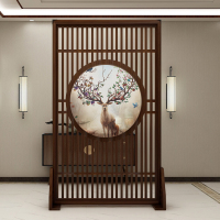 新中式屏风隔断客厅入户北欧栅栏轻奢风屏风实木镂空半透纱画座屏 厚5公分,宽度8公分大边框,咨询客服 整装