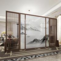 新中式屏风隔断客厅山水玄关别墅实木定制镂空酒店装饰格栅大座屏 黑胡桃木:250*180cm高 整装