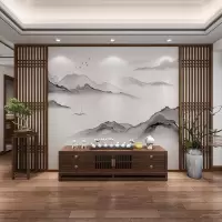 新中式屏风隔断客厅山水玄关别墅实木定制镂空酒店装饰格栅大座屏 黑胡桃木:300*180cm高 整装