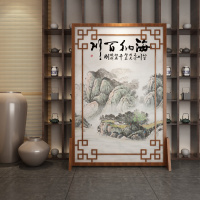 定制中式屏风客厅酒店山水镂空实木遮挡家用玄关隔断花鸟座屏 图案4胡桃木120*180