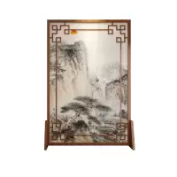定制中式屏风客厅酒店山水镂空实木遮挡家用玄关隔断花鸟座屏 胡桃木130*180