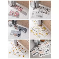 美帮汇北欧简约厨房地垫 家用地毯防水防油皮革脚垫免洗pvc长条防滑垫子