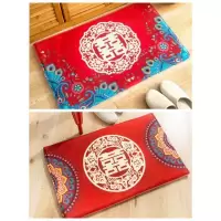 美帮汇吸水地垫地毯进垫卧室防滑厨房入口福字喜庆红色脚垫床边室外
