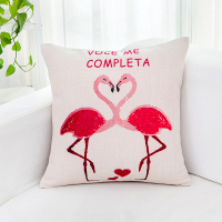 ins北欧风火烈鸟沙发抱枕客厅粉色靠垫办公室含芯床头靠枕套棉麻