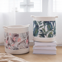 北欧植物布艺脏衣篓换洗衣物收纳筐儿童玩具杂物收纳桶可折叠水洗