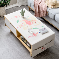 北欧ins网红火烈鸟茶几布盖布少女心防水餐桌布艺棉麻梳妆台桌布